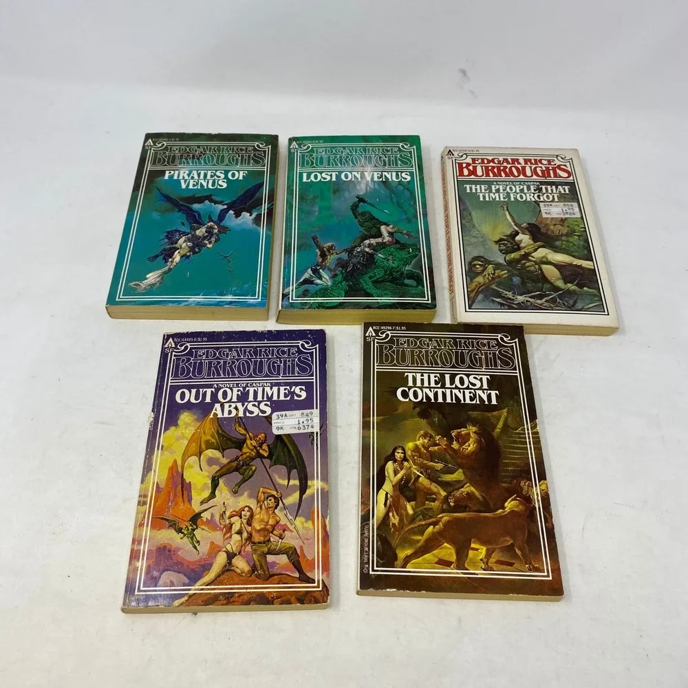 Edgar Rice Burroughs 5 Book Lot Pirates Lost on Venus Caspak Ace Paperbacks